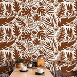 Copper Leaf Abstract Wallpaper Boho Wallpaper Peel and Stick and Traditional Wallpaper - D669