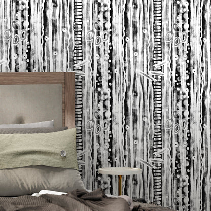 Removable Wallpaper Peel and Stick Wallpaper Wall Paper Wall Mural / Watercolor Black and White Wallpaper - X117