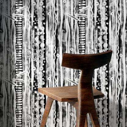 Removable Wallpaper Peel and Stick Wallpaper Wall Paper Wall Mural / Watercolor Black and White Wallpaper - X117