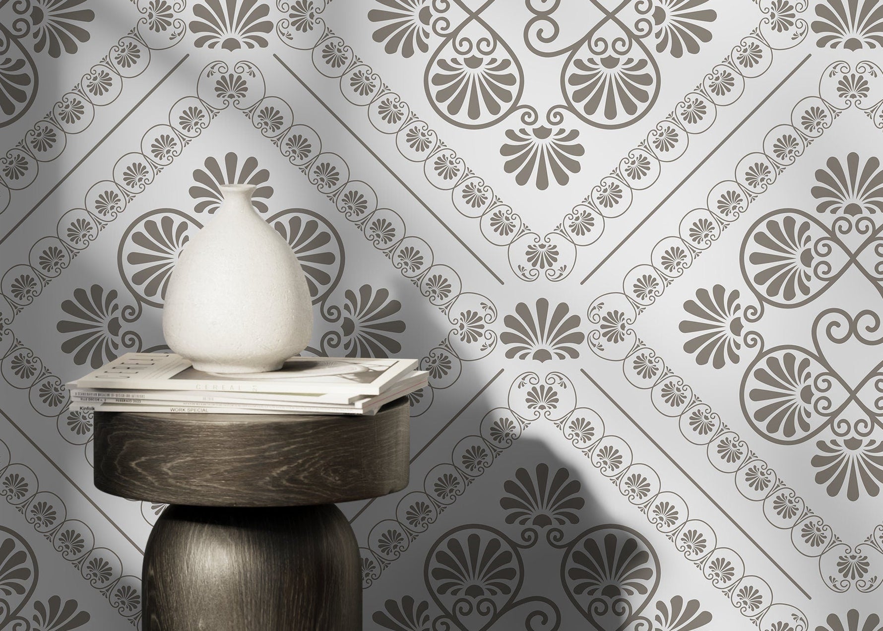 Beige Retro Tile Wallpaper / Peel and Stick Wallpaper Removable Wallpaper Home Decor Wall Art Wall Decor Room Decor - D134