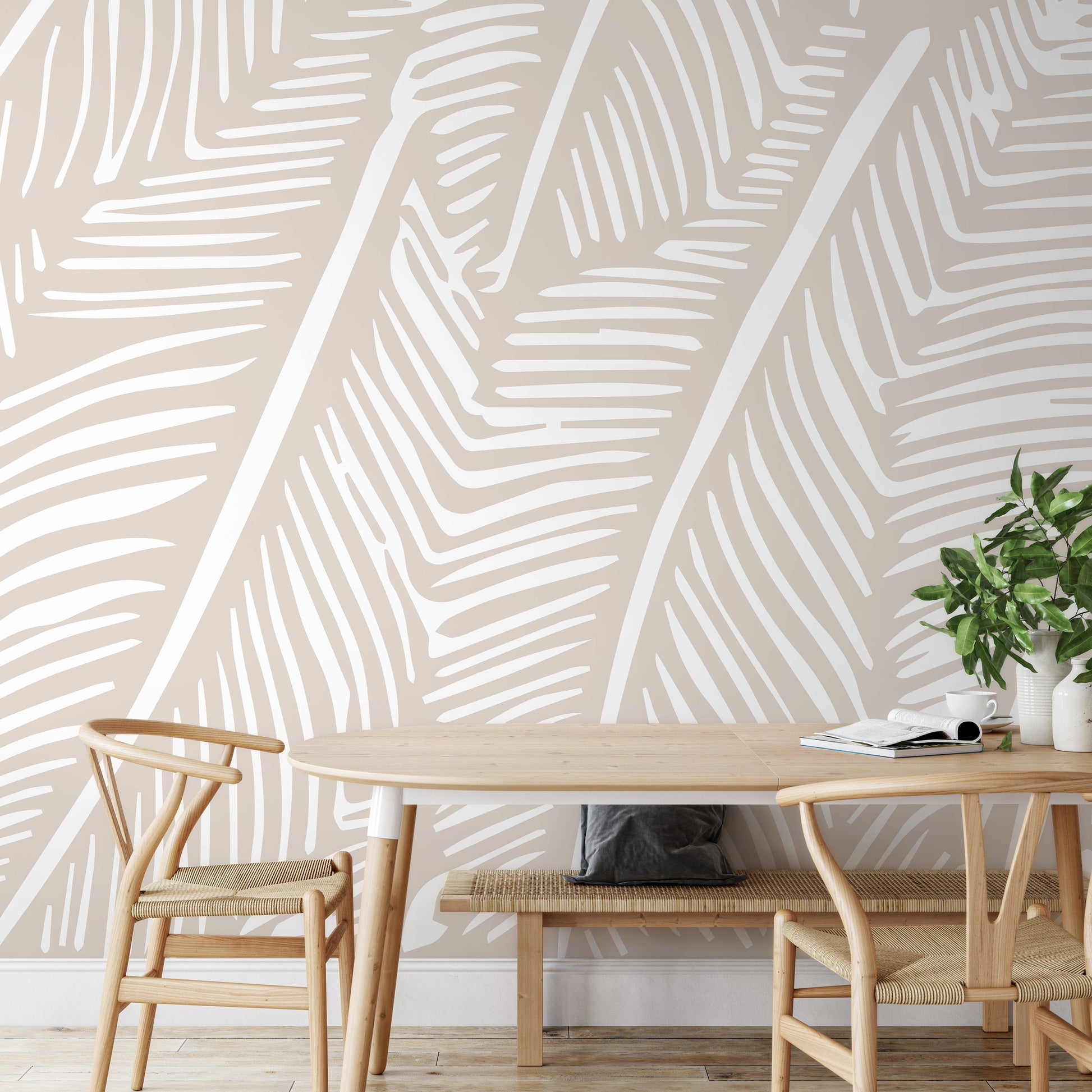 Removable Wallpaper Peel and Stick Wallpaper Wall Paper Wall Mural - Banana Leaf Wallpaper Tropical Wallpaper - B965