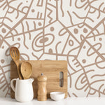 Neutral Abstract Wallpaper Ethnic Wallpaper Peel and Stick Wallpaper Home Decor - D550