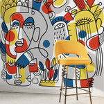 Unique Line Art Faces Wallpaper Abstract Mural Peel and Stick Wallpaper Home Decor - D556