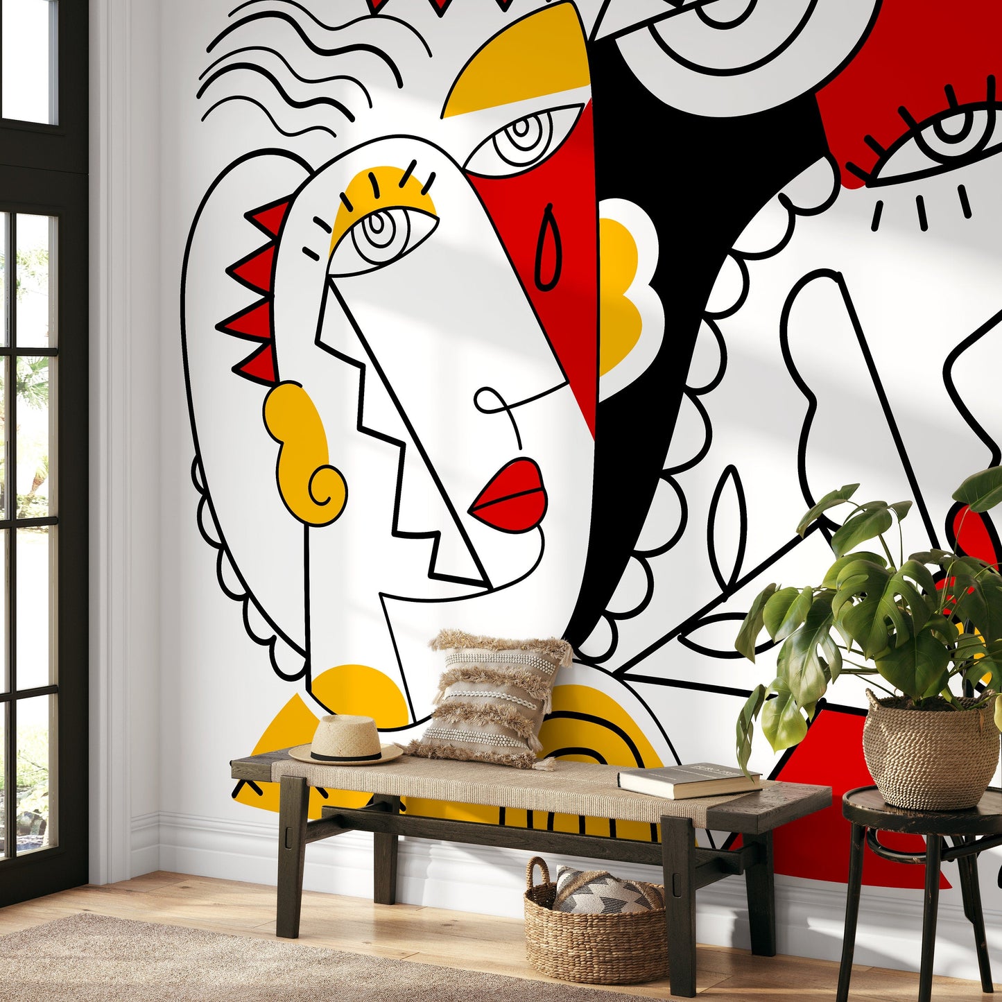 Modern line Art WallpaperAbstract Mural Peel and Stick Wallpaper Home Decor - D563