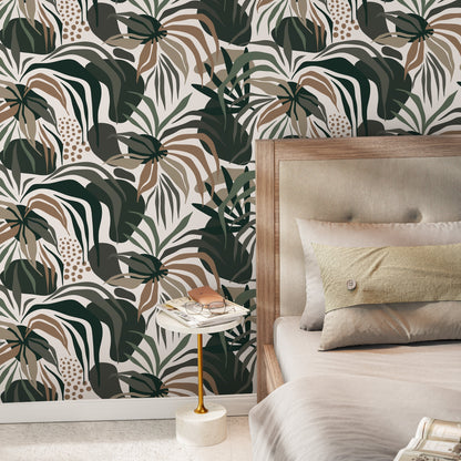 Tropical Abstract Wallpaper Modern Wallpaper Peel and Stick and Traditional Wallpaper - D711