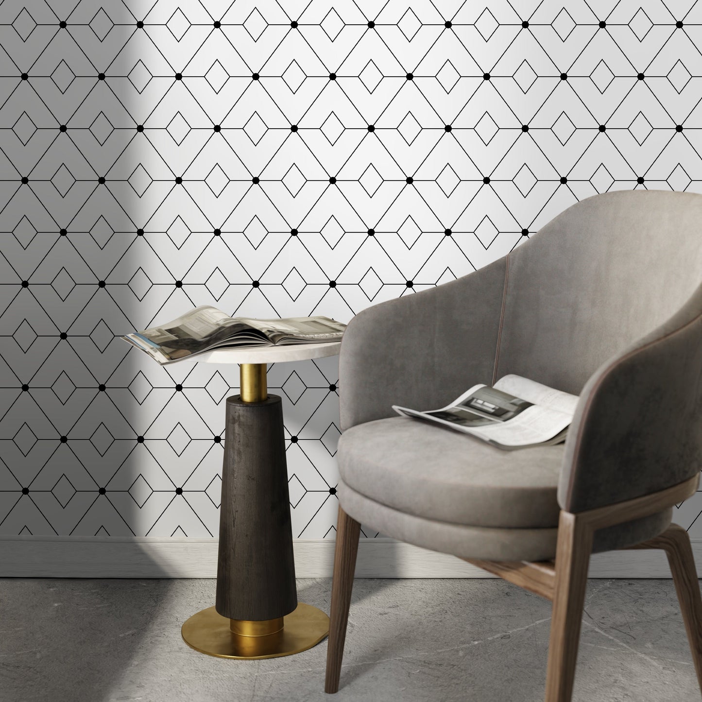 Modern Black and White Wallpaper Minimalist Wallpaper Peel and Stick and Traditional Wallpaper - B106