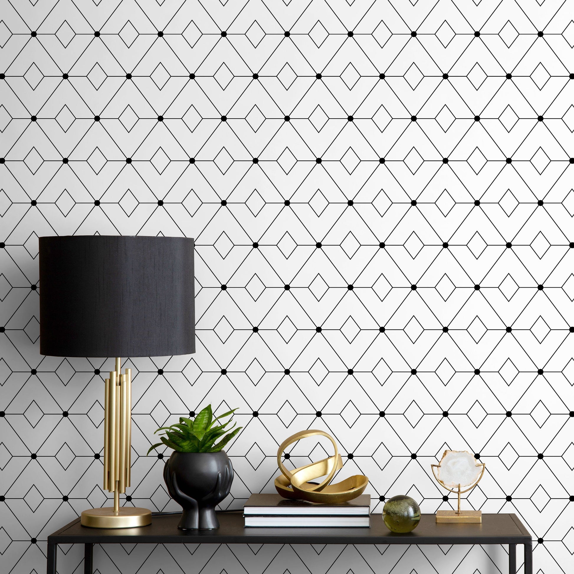 Modern Black and White Wallpaper Minimalist Wallpaper Peel and Stick and Traditional Wallpaper - B106