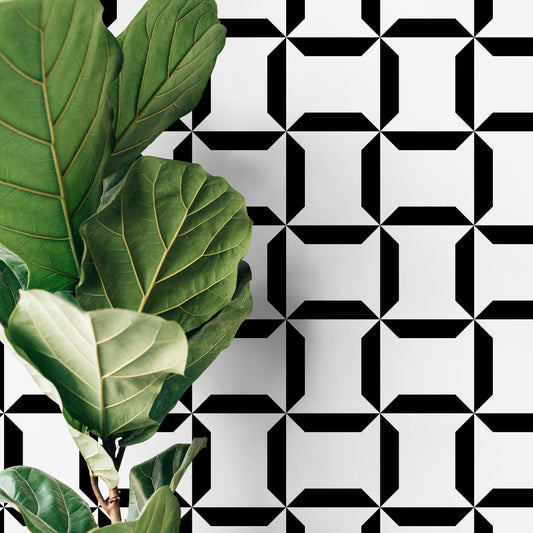Removable Wallpaper Peel and Stick Wallpaper Wall Paper Wall Mural - Geometric Black and White Wallpaper - C283