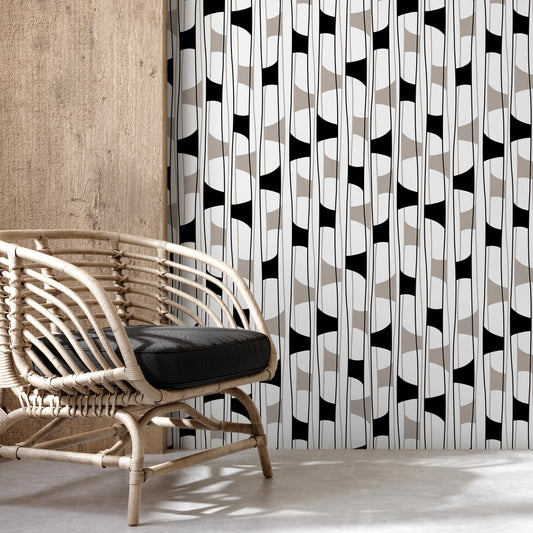 Removable Wallpaper Peel and Stick Wallpaper Wall Paper Wall Mural - Geometric Black and White Wallpaper - C301