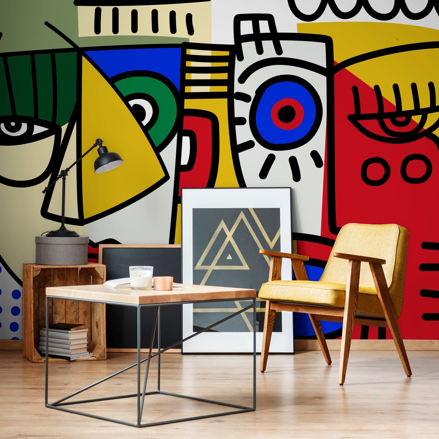 Unique Cubism Art Wallpaper Colorful Abstract Mural Peel and Stick Wallpaper Home Decor - D568