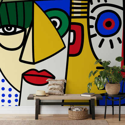 Unique Cubism Art Wallpaper Colorful Abstract Mural Peel and Stick Wallpaper Home Decor - D568