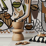 Abstract Mural Line Art Faces Wallpaper Modern Wallpaper Hand Drawing Wallpaper Peel and Stick Wallpaper Home Decor - D581