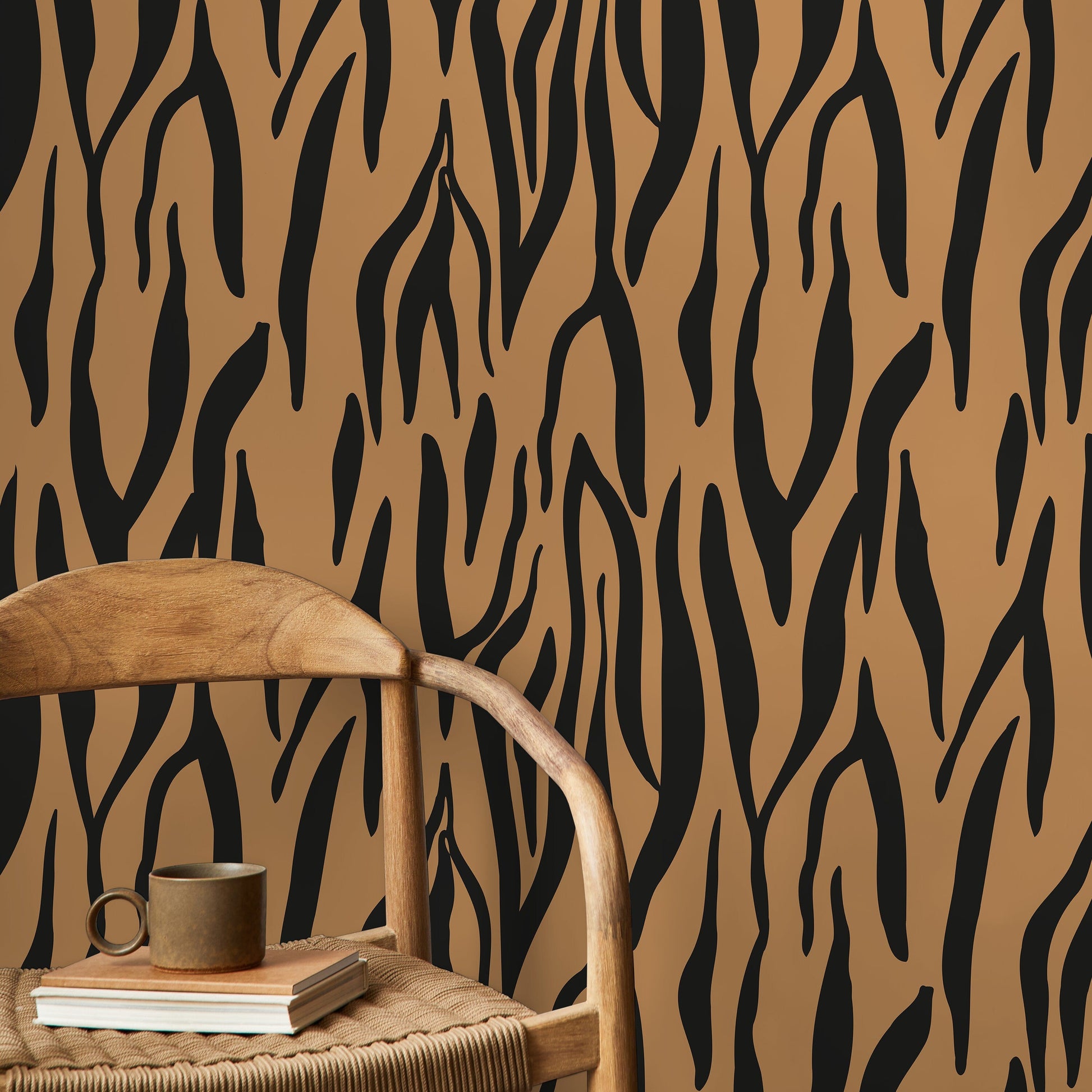 Black and Brown Abstract Leaf Wallpaper Modern Wallpaper Peel and Stick and Traditional Wallpaper - D608