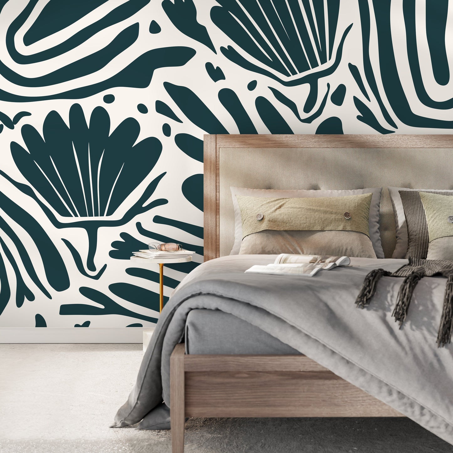 Floral Abstract Art Wallpaper Large Modern Mural Peel and Stick and Traditional Wallpaper - D662