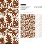 Copper Leaf Abstract Wallpaper Boho Wallpaper Peel and Stick and Traditional Wallpaper - D669