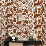 Copper Leaf Abstract Wallpaper Boho Wallpaper Peel and Stick and Traditional Wallpaper - D669