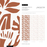 Terracotta Abstract Leaf Wallpaper Boho Wallpaper Peel and Stick and Traditional Wallpaper - D689