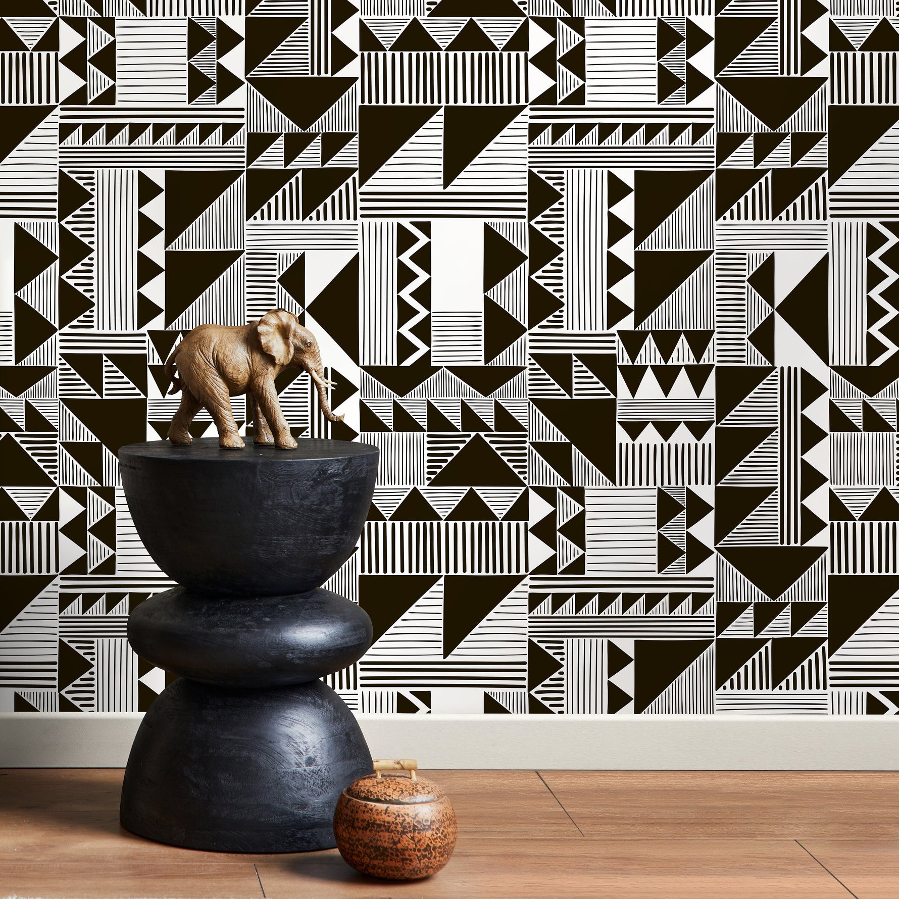 Wallpaper Peel and Stick Wallpaper Removable Wallpaper Home Decor Wall Decor Room Decor / Black and White Geometric Wallpaper - A824