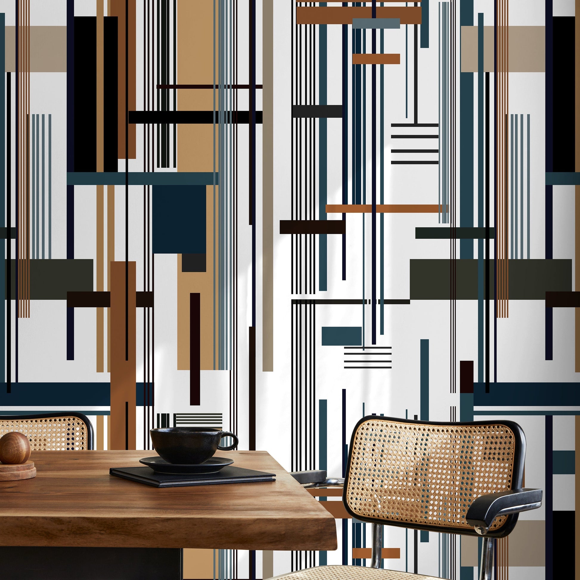 Contemporary Geometric Wallpaper Abstract Wallpaper Peel and Stick and Traditional Wallpaper - D752