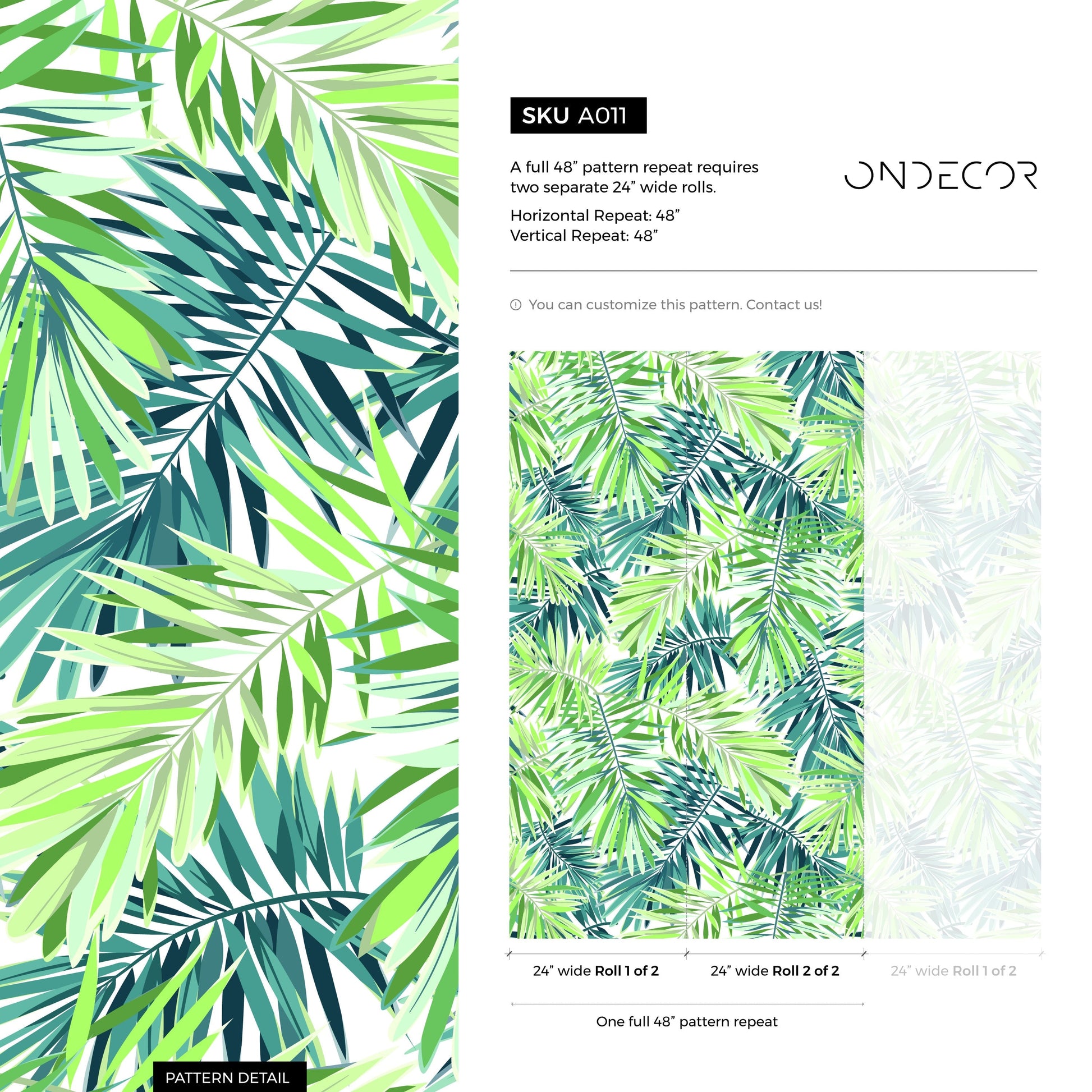 Removable Wallpaper Peel and Stick Wallpaper Wall Paper Wall Mural - Monstera Leaf Wallpaper - A011