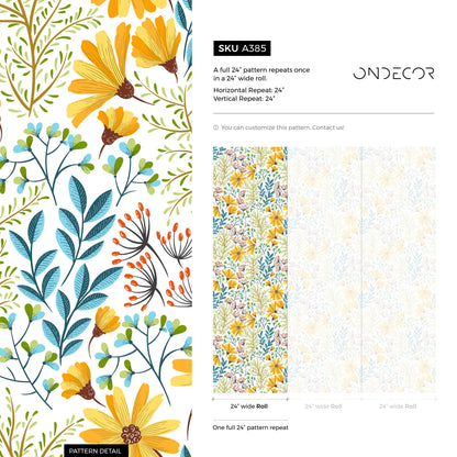 Removable Wallpaper Peel and Stick Wallpaper Wall Paper Wall Mural - Spring Floral Wallpaper - A385