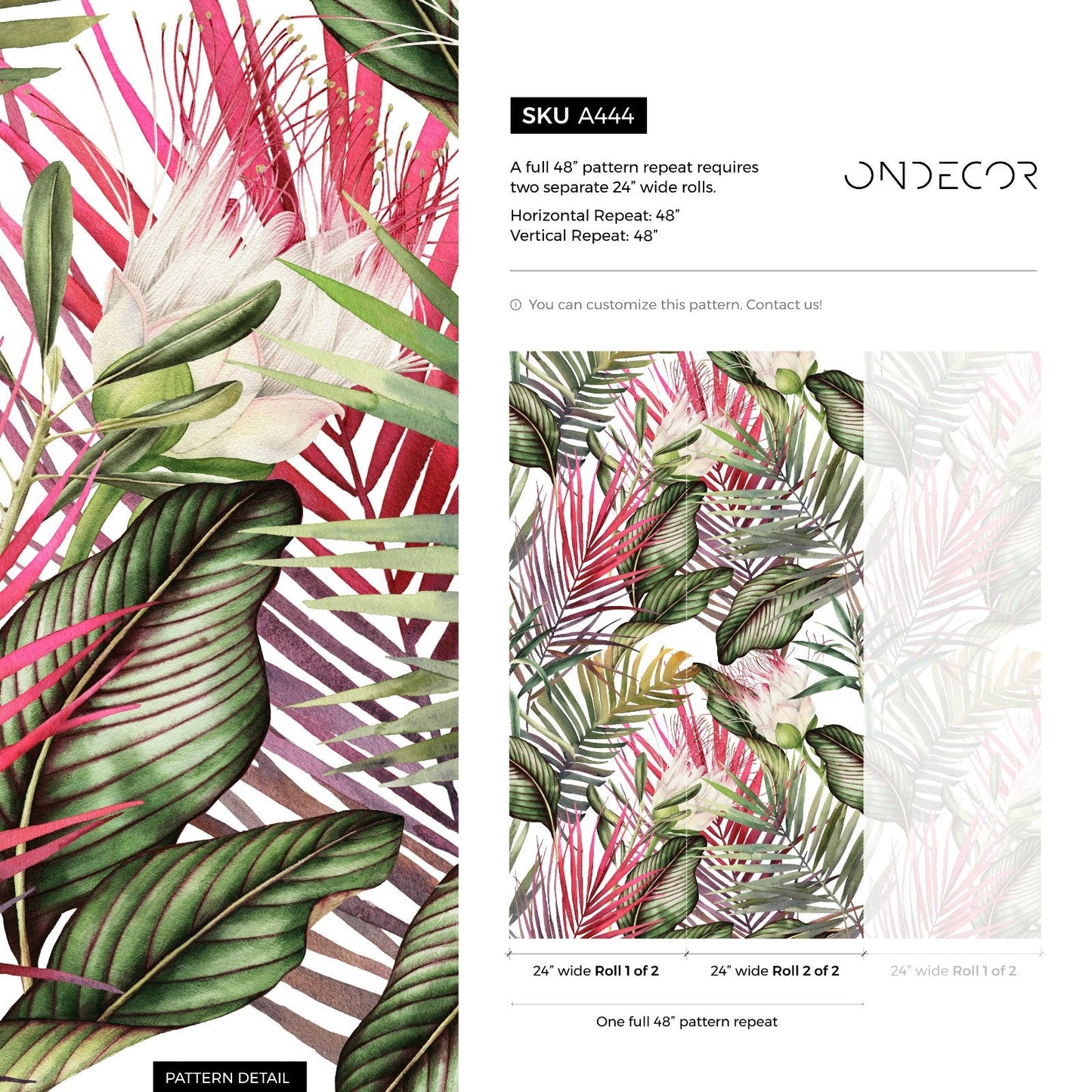 Removable Wallpaper Peel and Stick Wallpaper Wall Paper Wall Mural - Colorful Tropical Leaves Wallpaper - A444