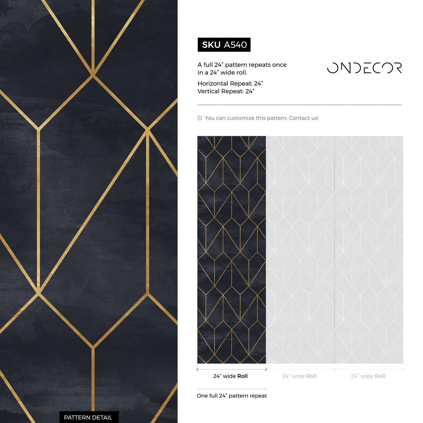 Removable Wallpaper Peel and Stick Wallpaper Wall Paper Wall Mural - Dark Blue and Non-Metalic Yellow Gold Color - A540