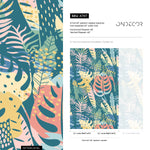 Flat Colorful Leaves Wallpaper - Removable Wallpaper Peel and Stick Wallpaper Wall Paper Wall Mural - A787