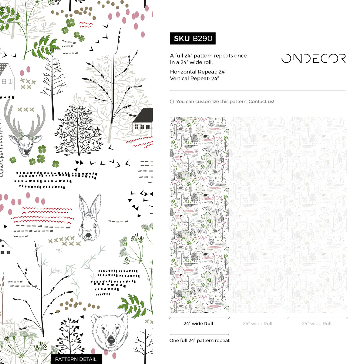 Removable Wallpaper Peel and Stick Wallpaper Wall Paper - Outline Woods Wallpaper - B290