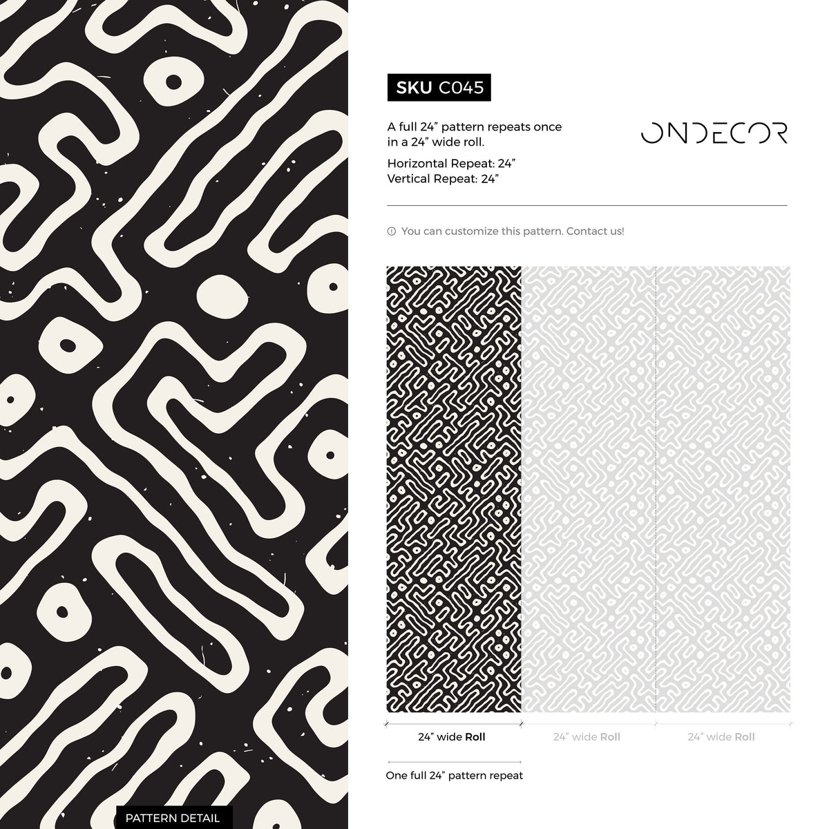 Removable Wallpaper Peel and Stick Wallpaper Wall Paper Wall Mural - Black and White Minimal Wallpaper - C045