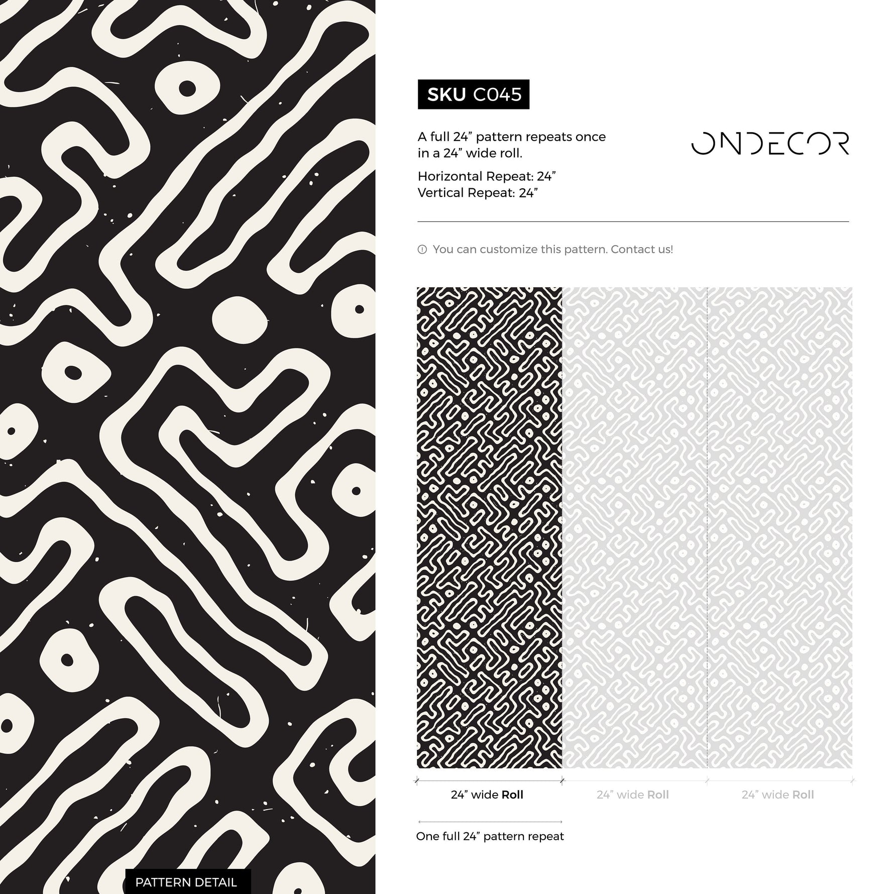 Removable Wallpaper Peel and Stick Wallpaper Wall Paper Wall Mural - Black and White Minimal Wallpaper - C045