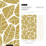 Boho Leaves Wallpaper / Peel and Stick Wallpaper Removable Wallpaper Home Decor Wall Art Wall Decor Room Decor - C619