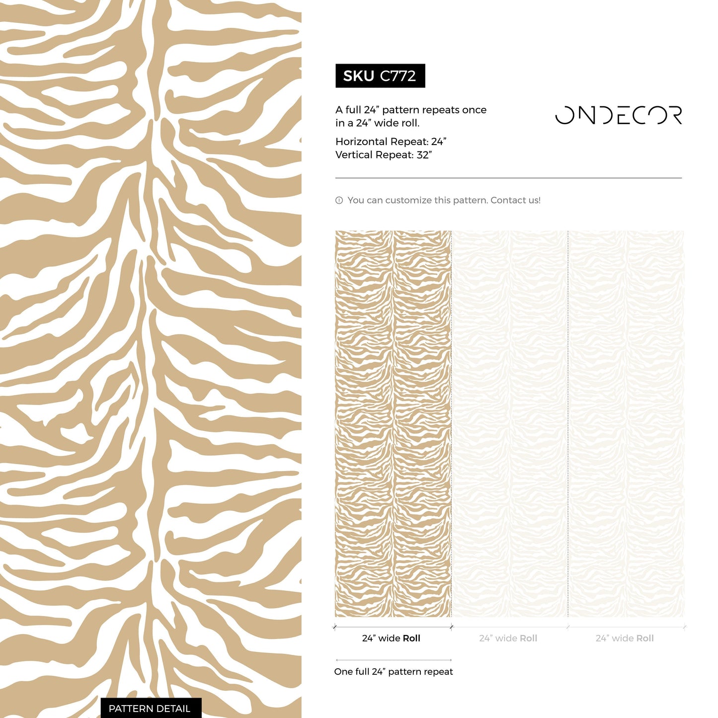 Beige Abstract Zebra Wallpaper / Peel and Stick Wallpaper Removable Wallpaper Home Decor Wall Art Wall Decor Room Decor - C772