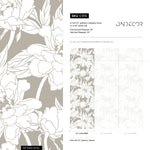Neutral Boho Floral Wallpaper / Peel and Stick Wallpaper Removable Wallpaper Home Decor Wall Art Wall Decor Room Decor - C915