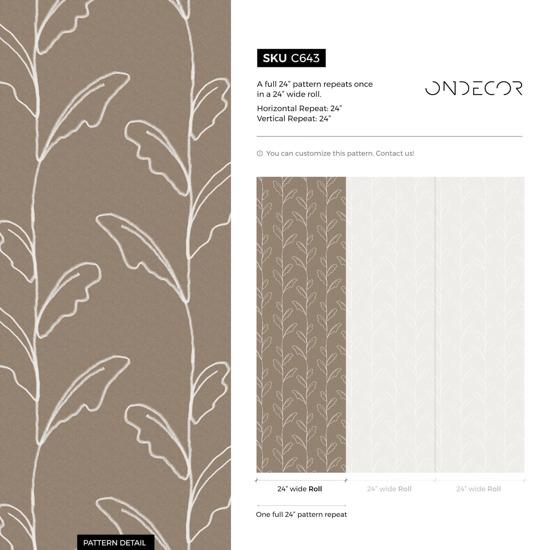 Beige Boho Leaves Wallpaper / Peel and Stick Wallpaper Removable Wallpaper Home Decor Wall Art Wall Decor Room Decor - C643