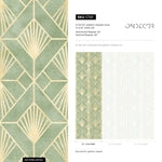 Green and Gold Art Deco Wallpaper / Peel and Stick Wallpaper Removable Wallpaper Home Decor Wall Art Wall Decor Room Decor - C721