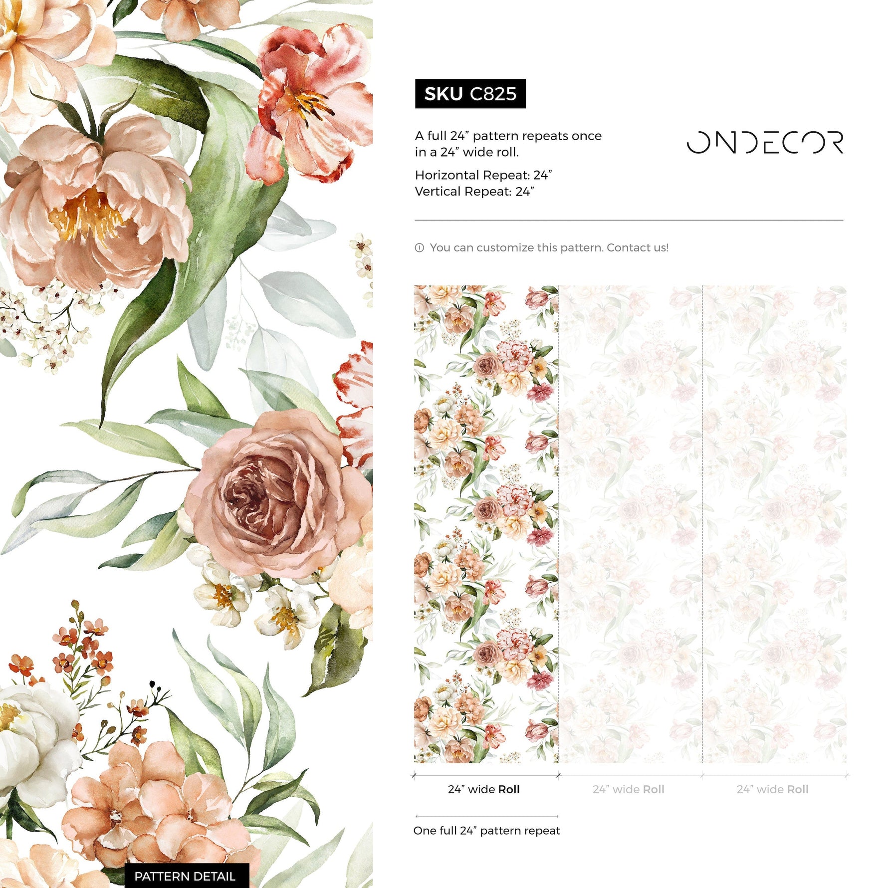 Vintage Roses Wallpaper / Peel and Stick Wallpaper Removable Wallpaper Home Decor Wall Art Wall Decor Room Decor - C825