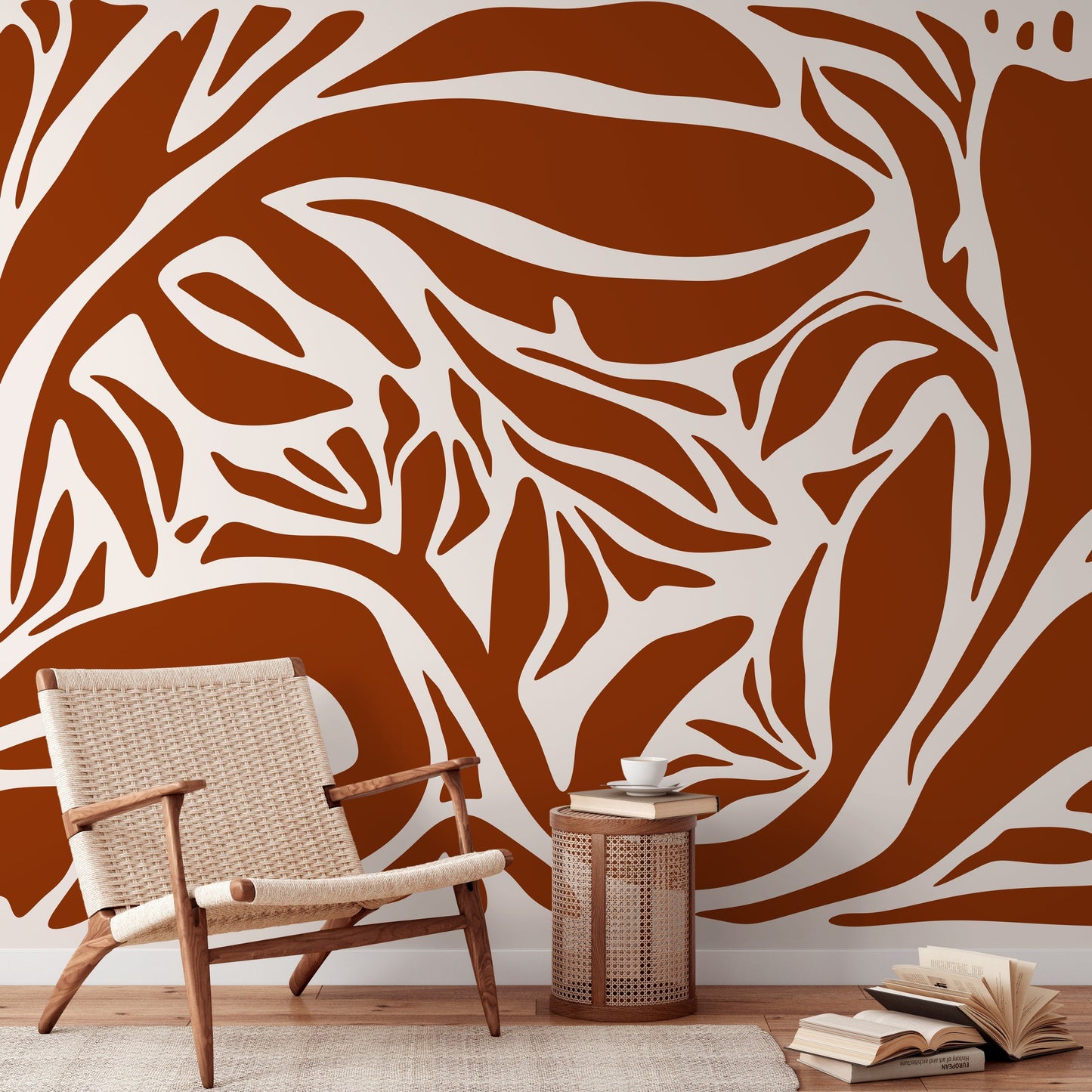 Abstract Art Wallpaper Copper Color Wallpaper Peel and Stick and Traditional Wallpaper - D637