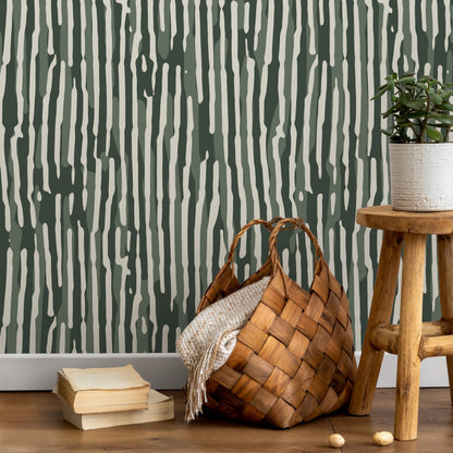 Dark Green Abstract Art Wallpaper Contemporary Wallpaper Peel and Stick and Traditional Wallpaper - D746