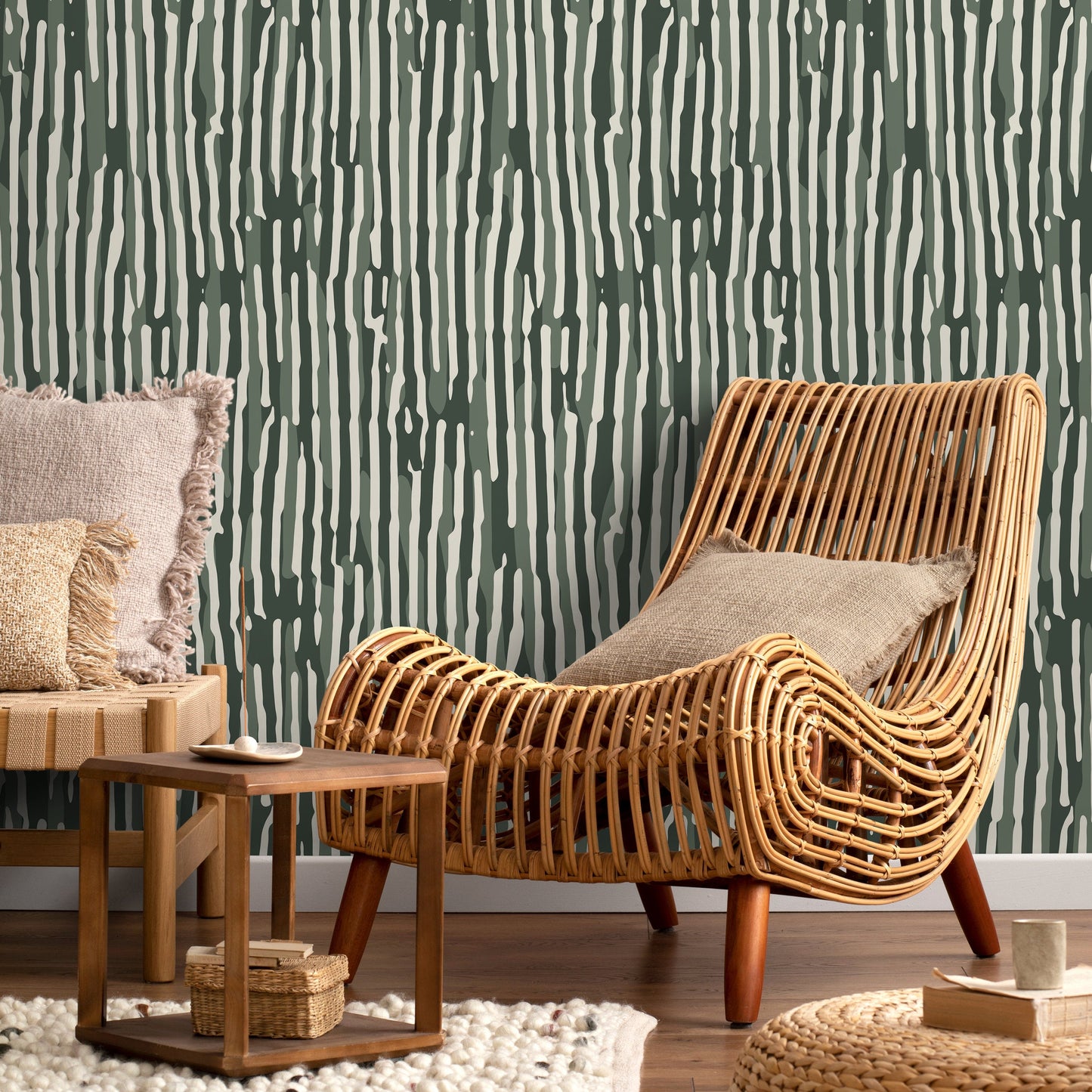 Dark Green Abstract Art Wallpaper Contemporary Wallpaper Peel and Stick and Traditional Wallpaper - D746