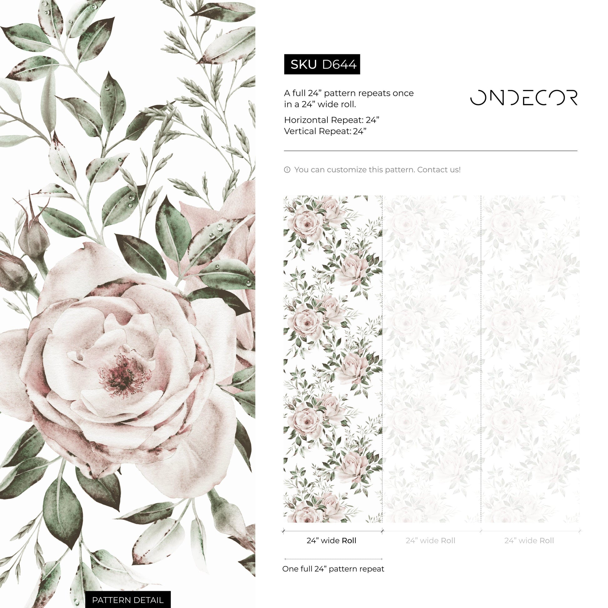 Light Roses Wallpaper Vintage Wallpaper Peel and Stick and Traditional Wallpaper - D644