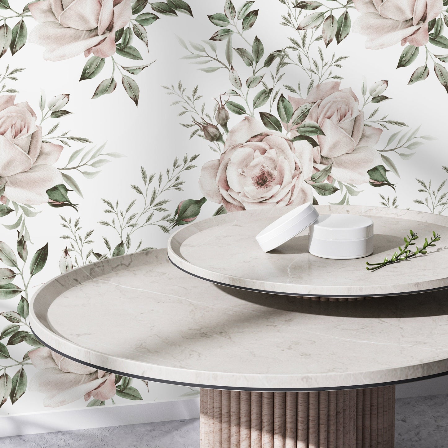 Light Roses Wallpaper Vintage Wallpaper Peel and Stick and Traditional Wallpaper - D644