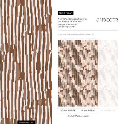 Brown Abstract Art Wallpaper Contemporary Wallpaper Peel and Stick and Traditional Wallpaper - D745