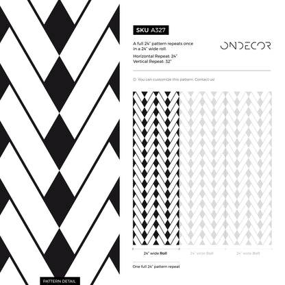 Black and White Modern Wallpaper Geometric Wallpaper Chevron Wallpaper Peel and Stick Wallpaper - A327