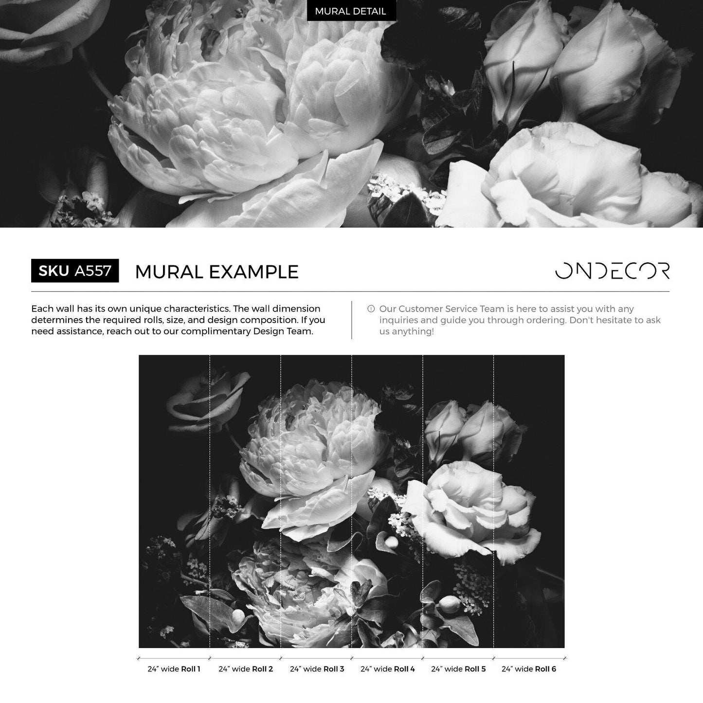 Dark Floral Wallpaper Peony Wallpaper Floral Mural Peel and Stick and Traditional Wallpaper - A557