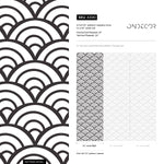 Black and White Wallpaper Boho Scollops Wallpaper Peel and Stick and Traditional Wallpaper - A590