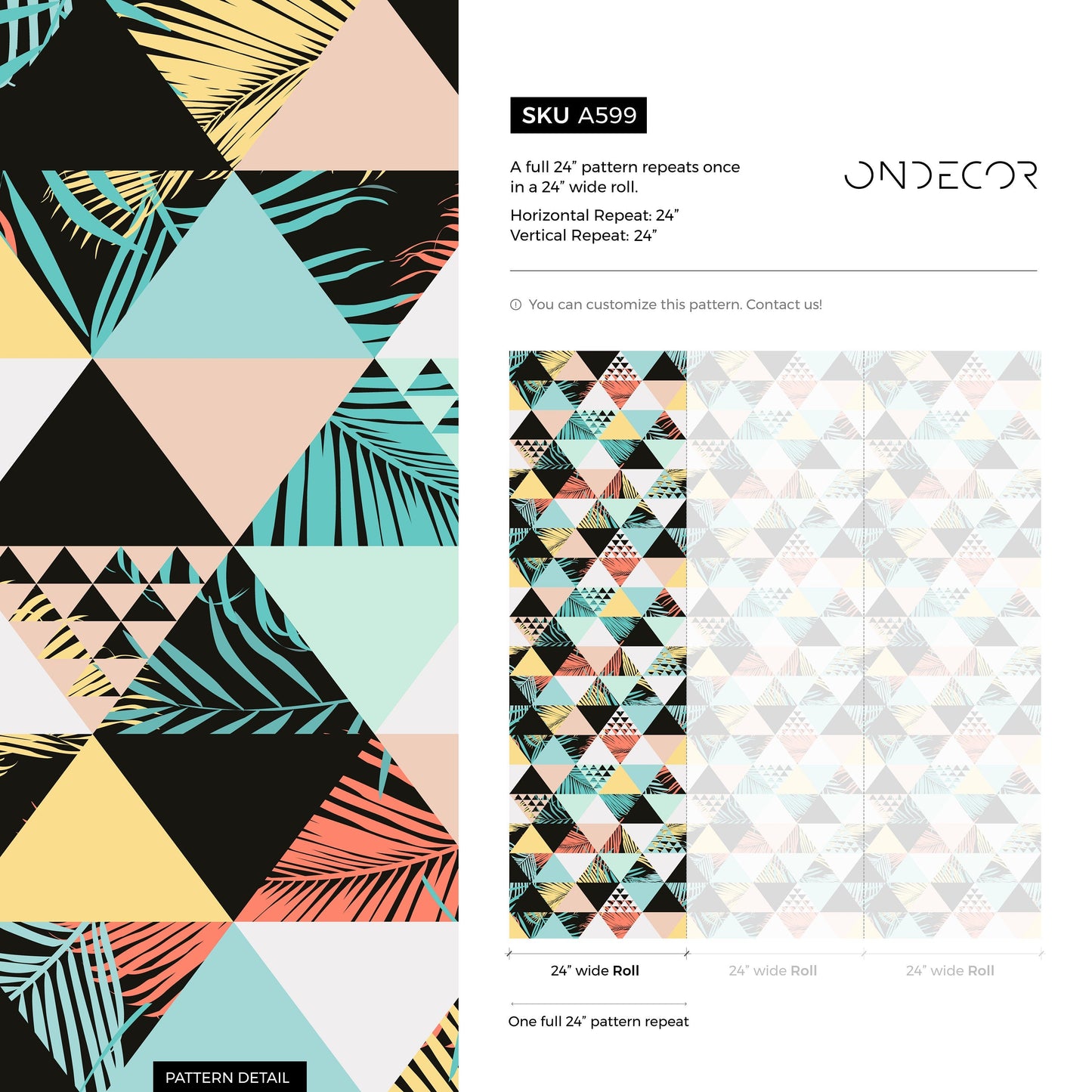 Geometric Triangles Wallpaper Modern Abstract Wallpaper Peel and Stick and Traditional Wallpaper - A599