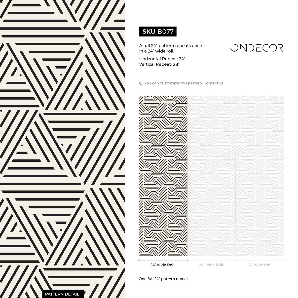 Removable Wallpaper Peel and Stick Wallpaper Wall Paper Wall Mural - Black and White Minimal Wallpaper - B077
