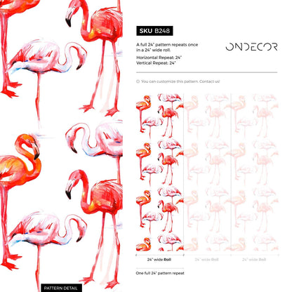 Removable Wallpaper Peel and Stick Wallpaper Wall Paper Wall Mural - Flamingos Wallpaper - B248