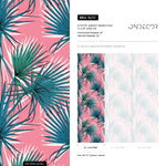 Wallpaper Peel and Stick Wallpaper Removable Wallpaper Home Decor Wall Art Wall Decor Room Decor / Pink Tropical Leaves Wallpaper - B251